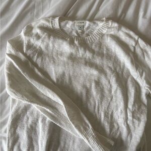 J. Crew White Crewneck Sweater Classic Cotton Design